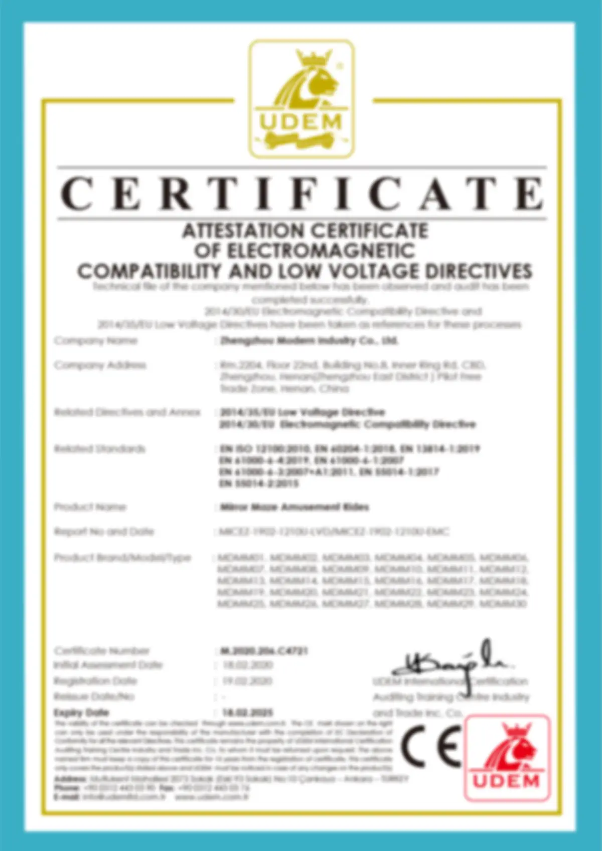 udem ce emc lvd certificate